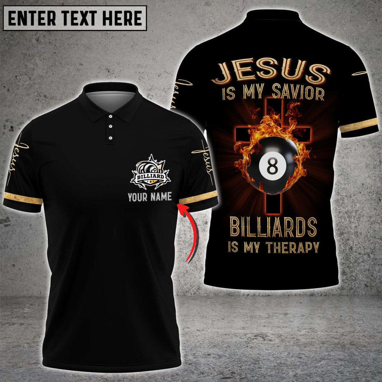 Custom Billiard Jesus Billiards Ball 8 Personalized Unisex Shirt