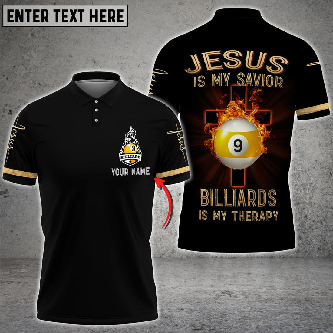 Custom Billiard Jesus Billiards Ball 9 Personalized Unisex Shirt