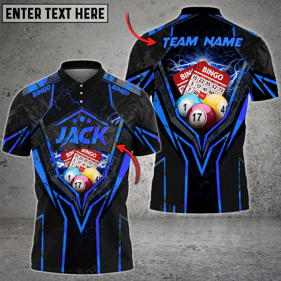 Custom Bingo Grunge Thunder Multicolor Option Customized Name 3D Polo Shirt, Gift for Bowling Players