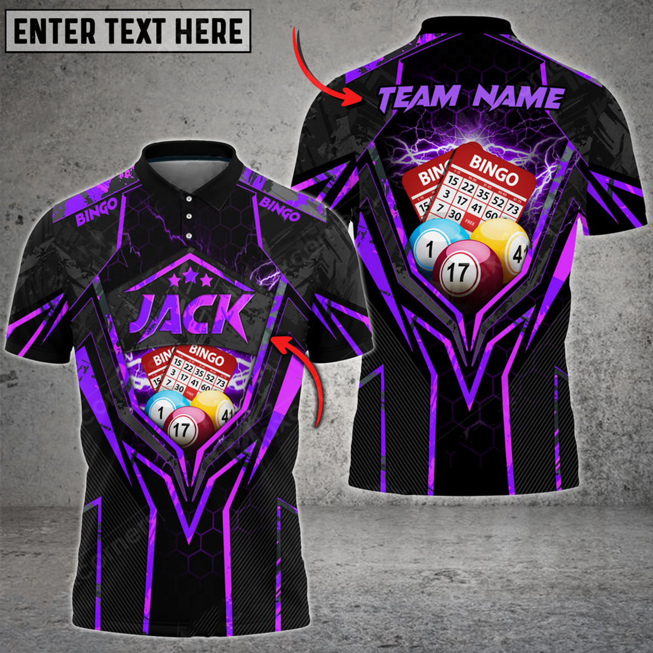 Custom Bingo Grunge Thunder Multicolor Option Customized Name 3D Polo Shirt, Gift for Bowling Players