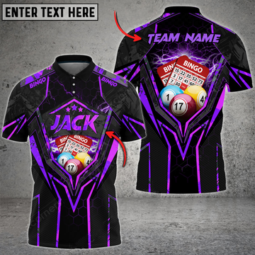 Custom Bingo Grunge Thunder Multicolor Option Customized Name 3D Polo Shirt, Gift for Bowling Players