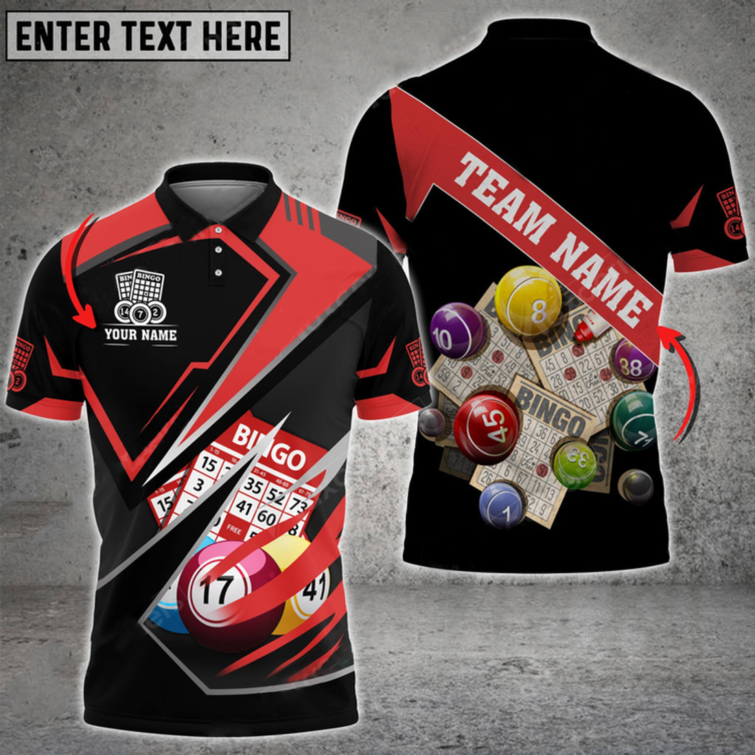 Custom Bingo Premium Splash Multicolor Option Customized Name Team 3D Polo Shirt, Gift for Bowler