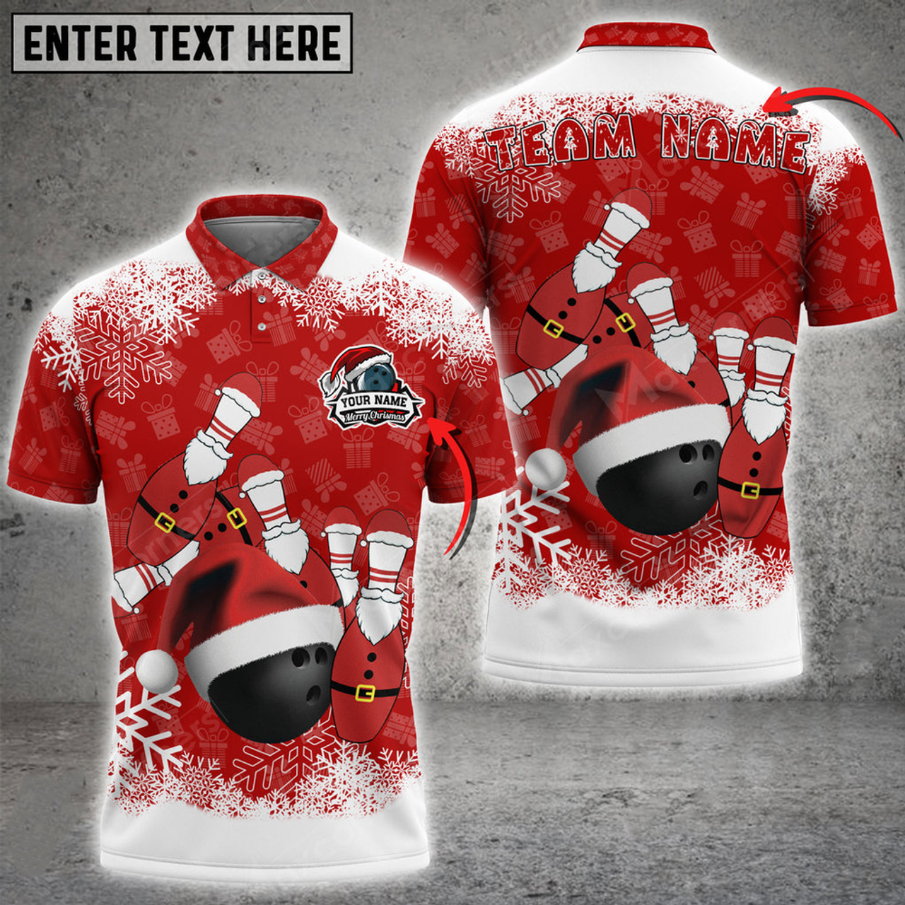 Custom Merry Xmas Bowling And Pins Multicolor Option Customized Name 3D Polo Shirt, Gift for Bowling Lovers