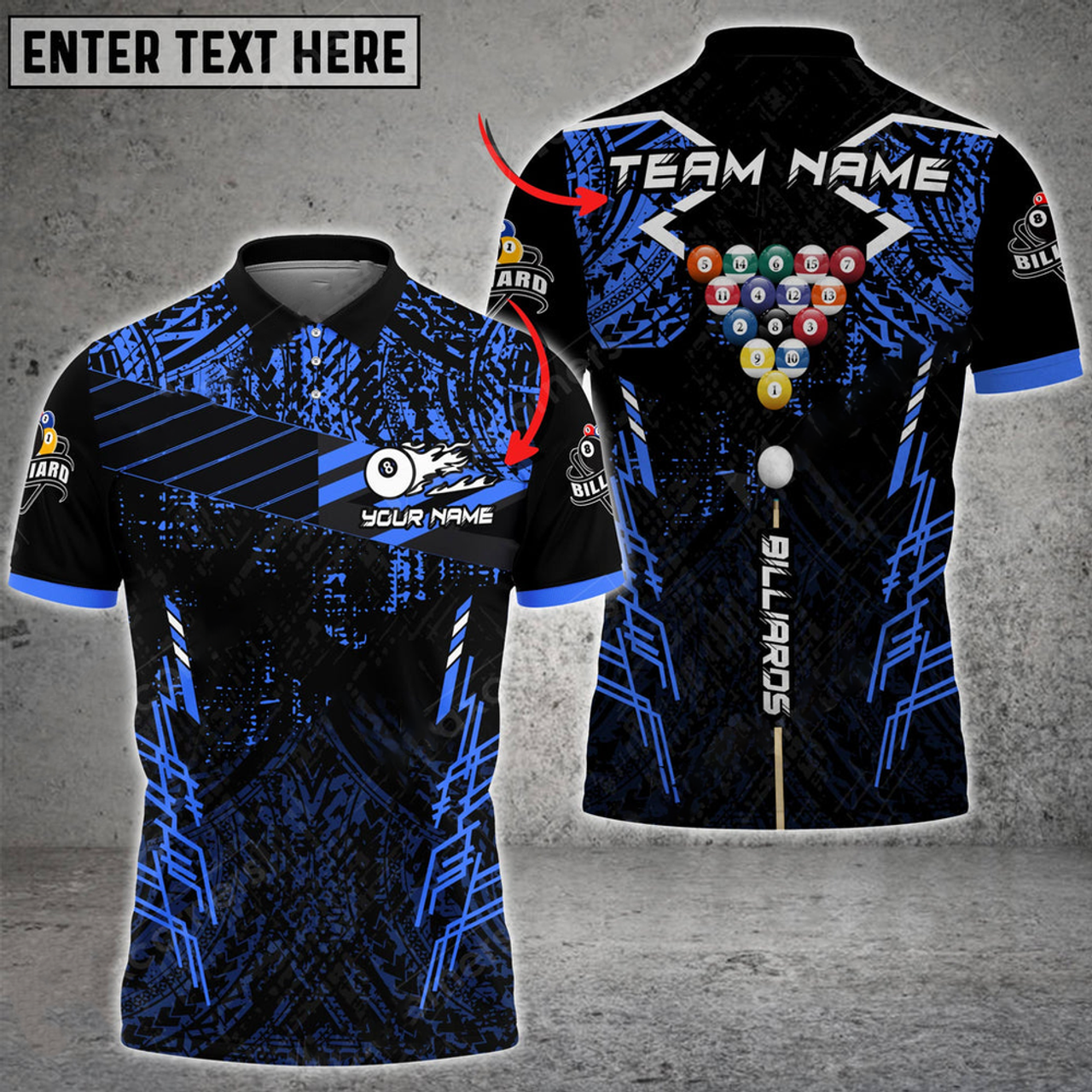 Custom Billiards Maori Grunge Multicolor Option Customized Name 3D Polo Shirt