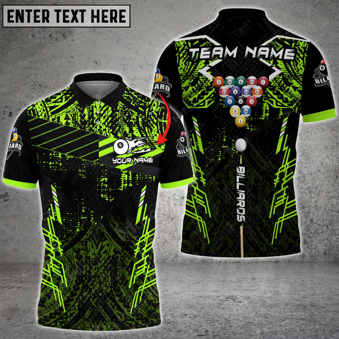 Custom Billiards Maori Grunge Multicolor Option Customized Name 3D Polo Shirt