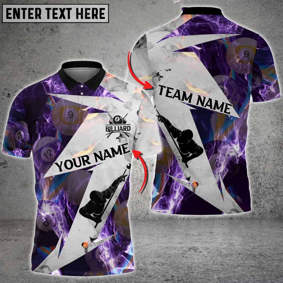 Custom Cooolspod Billiard Player Smoke Multil Color Pattern Customized Name 3D Shirt For Men Women