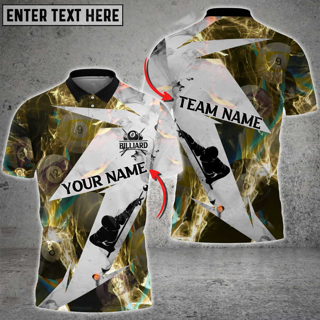 Custom Cooolspod Billiard Player Smoke Multil Color Pattern Customized Name 3D Shirt For Men Women