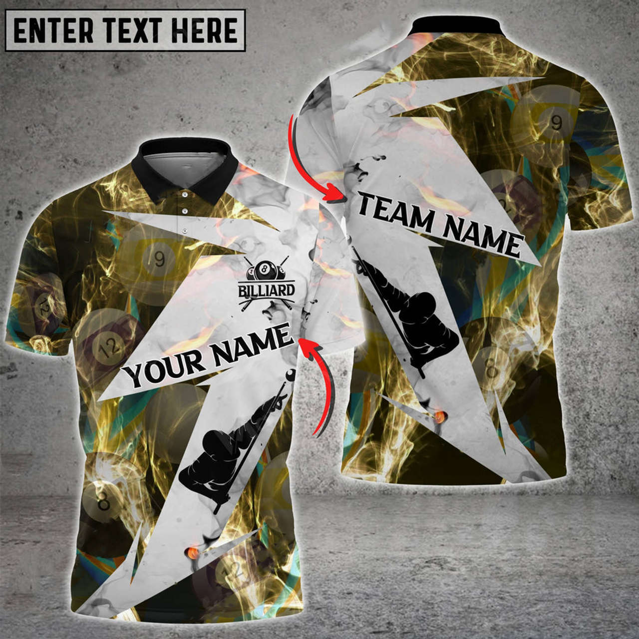 Custom Cooolspod Billiard Player Smoke Multil Color Pattern Customized Name 3D Shirt For Men Women