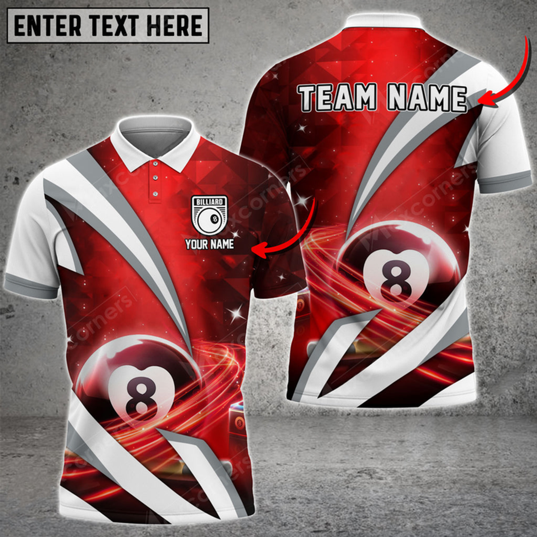Custom Billiards Multicolor Options Blade Of Glory Personalized Name, Team Name 3D Polo Shirt