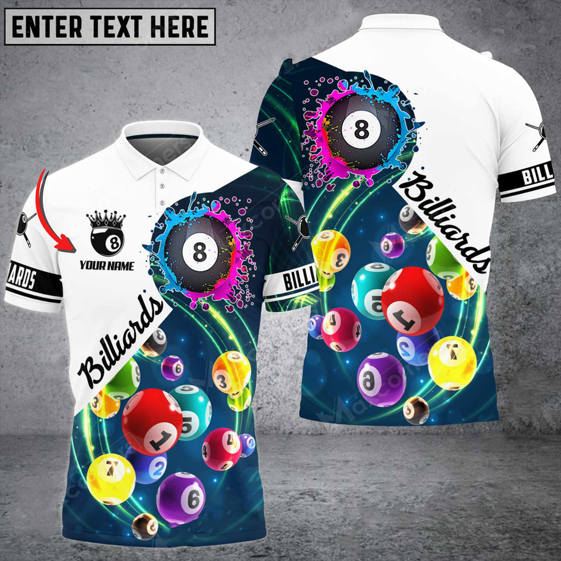 Custom Billiards Ball 8 Personalized Name 3D Shirt, 8 Ball Color For Billiard Lover, Gift For Him Her