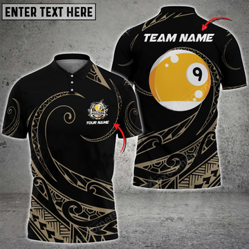 Custom Billiards 9 Ball Hawaii Polynesian Personalized Name, Team Name Polo Shirt