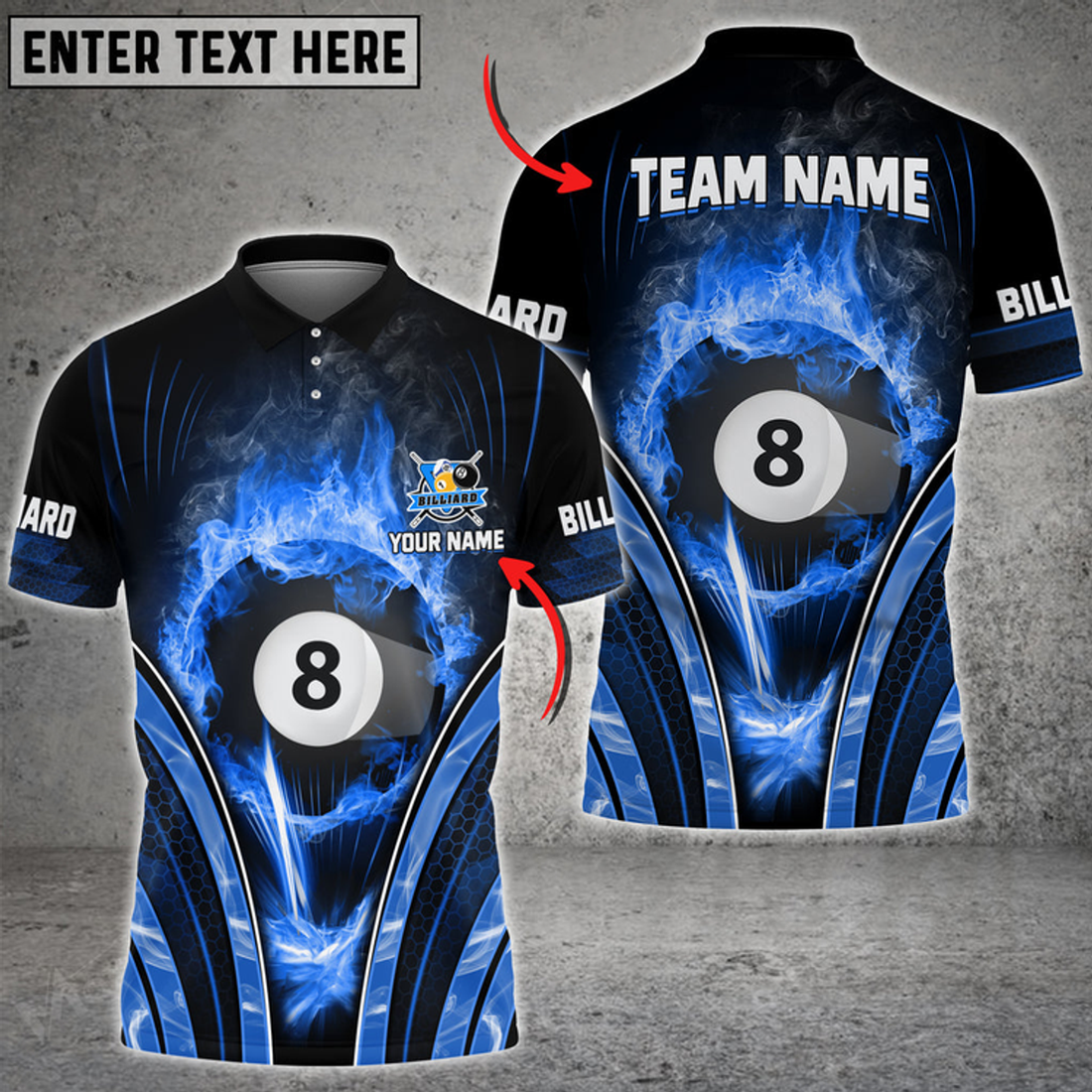 Custom Billiards 8 Ball Fire Smoke Multi Color Options Customized Name 3D Shirt For Pool Lovers