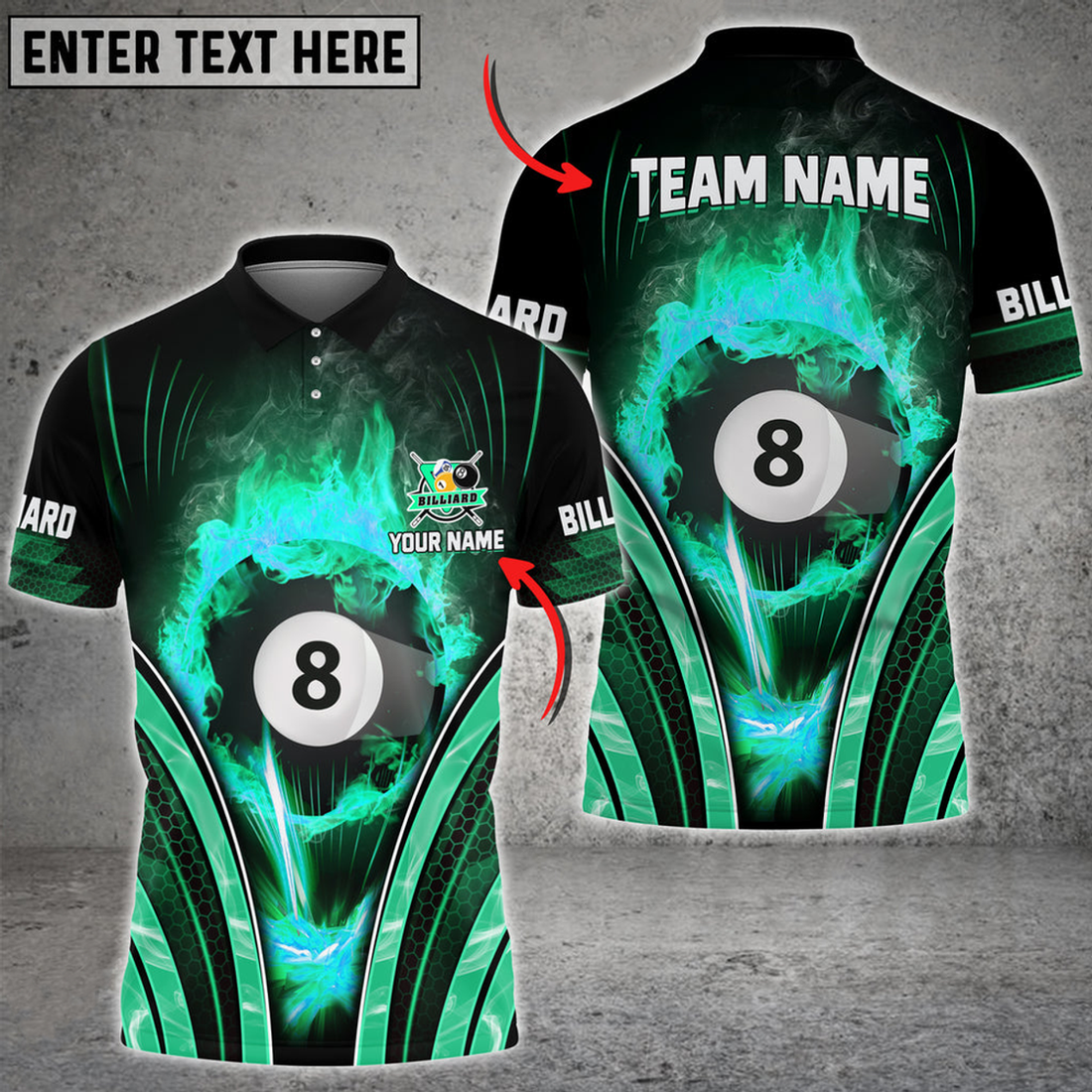Custom Billiards 8 Ball Fire Smoke Multi Color Options Customized Name 3D Shirt For Pool Lovers