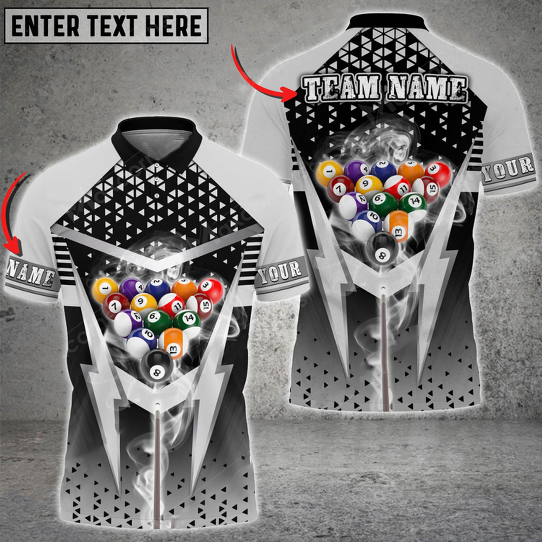 Custom Cue Billiards Thunder Smoke Multi Color Options Personalized Name 3D Shirt, Gift For Billiard Lovers