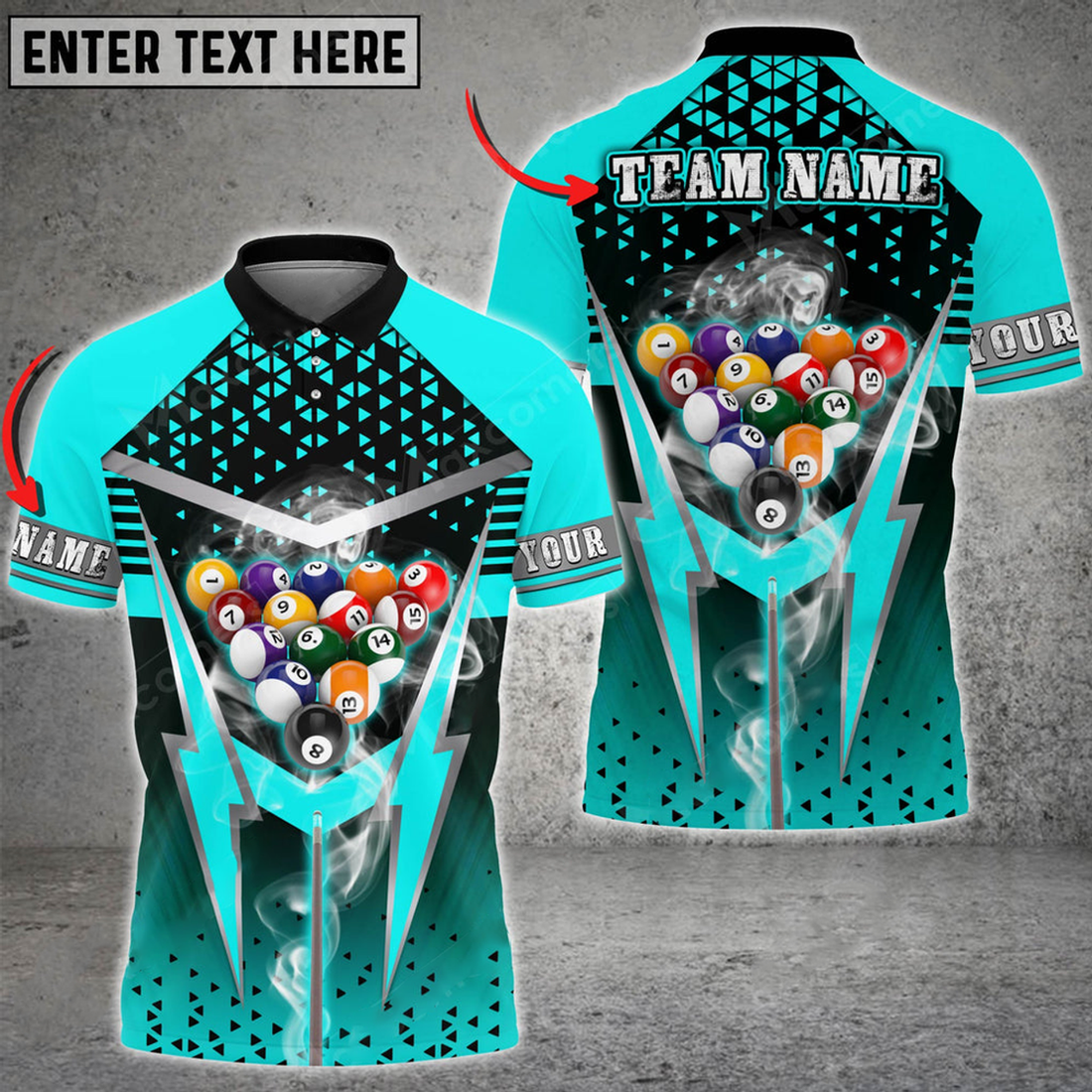 Custom Cue Billiards Thunder Smoke Multi Color Options Personalized Name 3D Shirt, Gift For Billiard Lovers