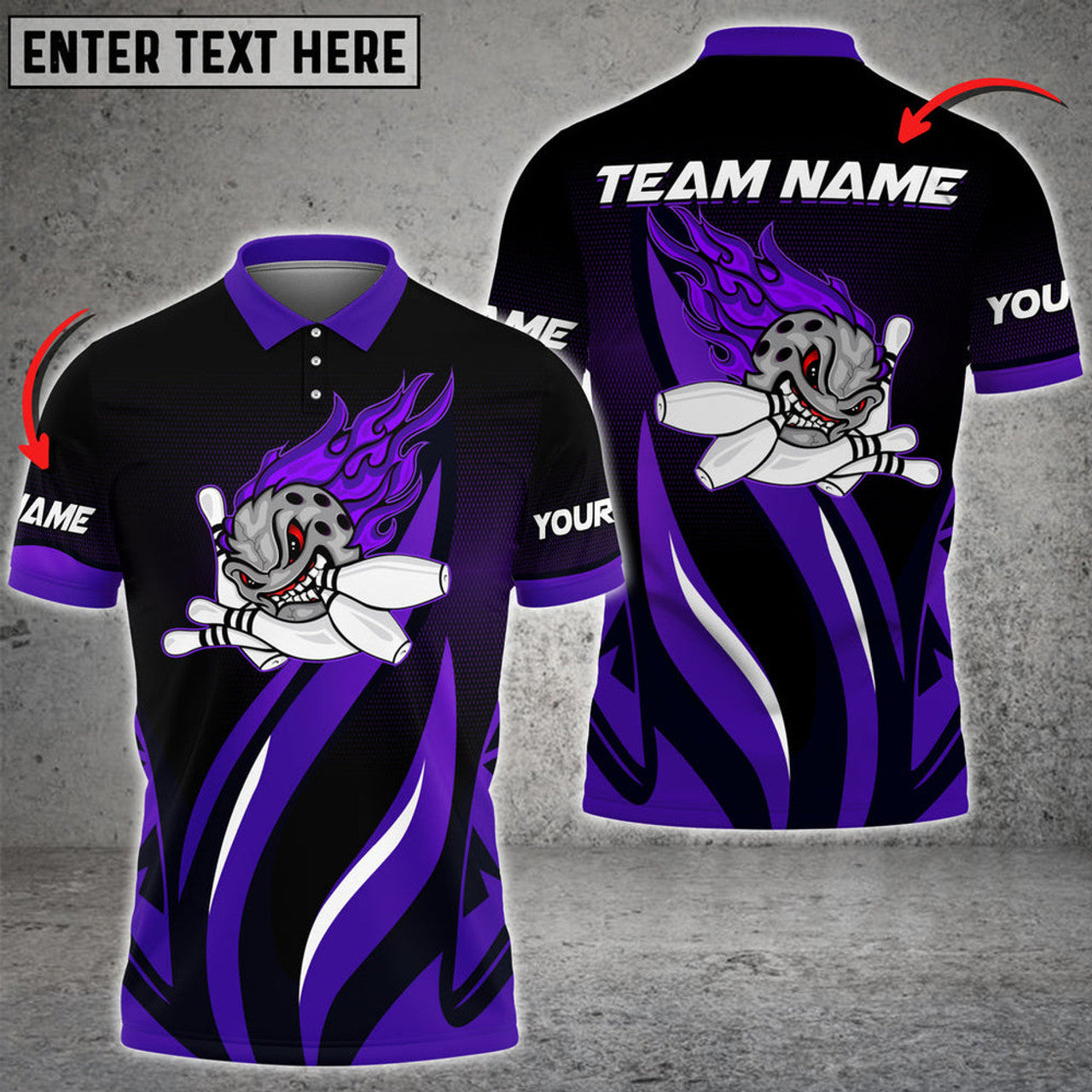 Custom Funny Bowling Ball Flame Premium Multicolor Option Personalized Name 3D Polo Shirt