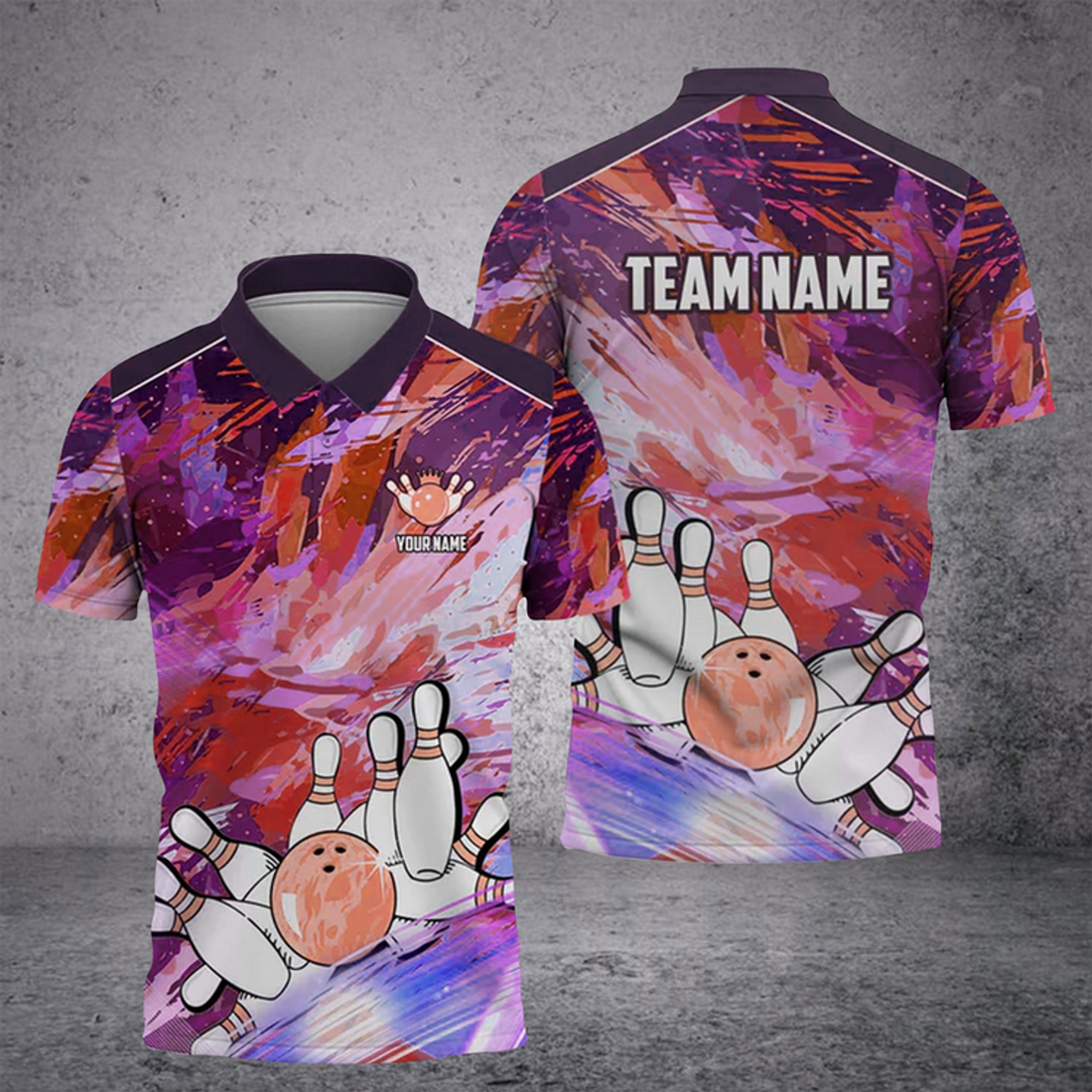 Personalized Bowling And Pins Art Of Painting Multicolor Customized Name 3D Polo Shirt