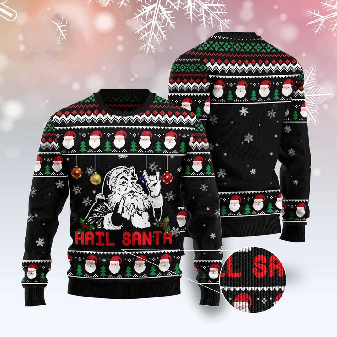 FUNSTUFFPRINT Hail Santa Ugly Christmas Sweater, Christmas Sweater, Ugly Sweater, Funny Xmas Sweaters Ugly Sweater