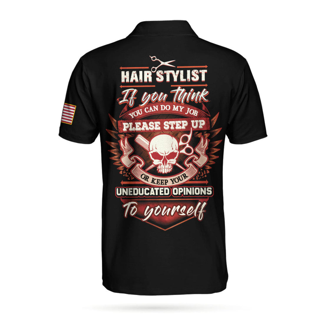 Hair Stylist Proud Skull Men Polo Shirt, If You Think You Can Do My Job Skull Polo Shirt, Hair Stylist Shirt For Men