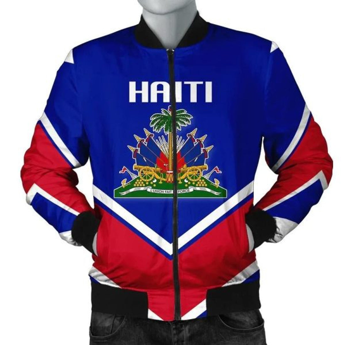 FUNSTUFFPRINT Haiti Coat Of Arms Men Bomber Jacket Lucian Style Bomber Jacket