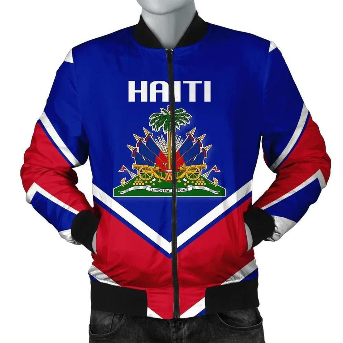 FUNSTUFFPRINT Haiti Coat Of Arms Men Bomber Jacket Lucian Style 3D Bomber Jacket