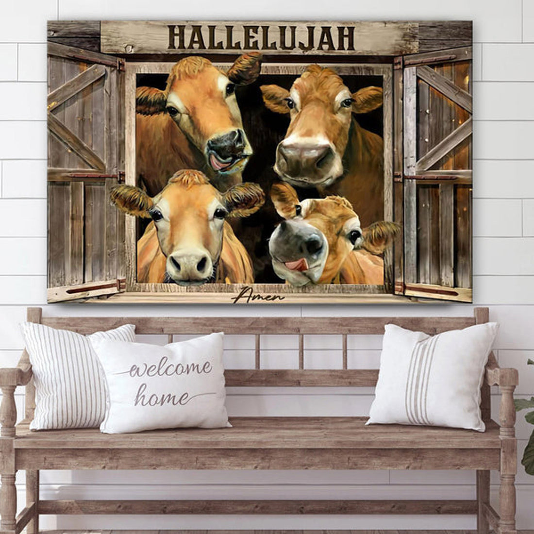 Hallelujah Amen Canvas Wall Art - Christian Canvas Wall Decor - Bible Verse Wall Art Canvas - Farmer Gift