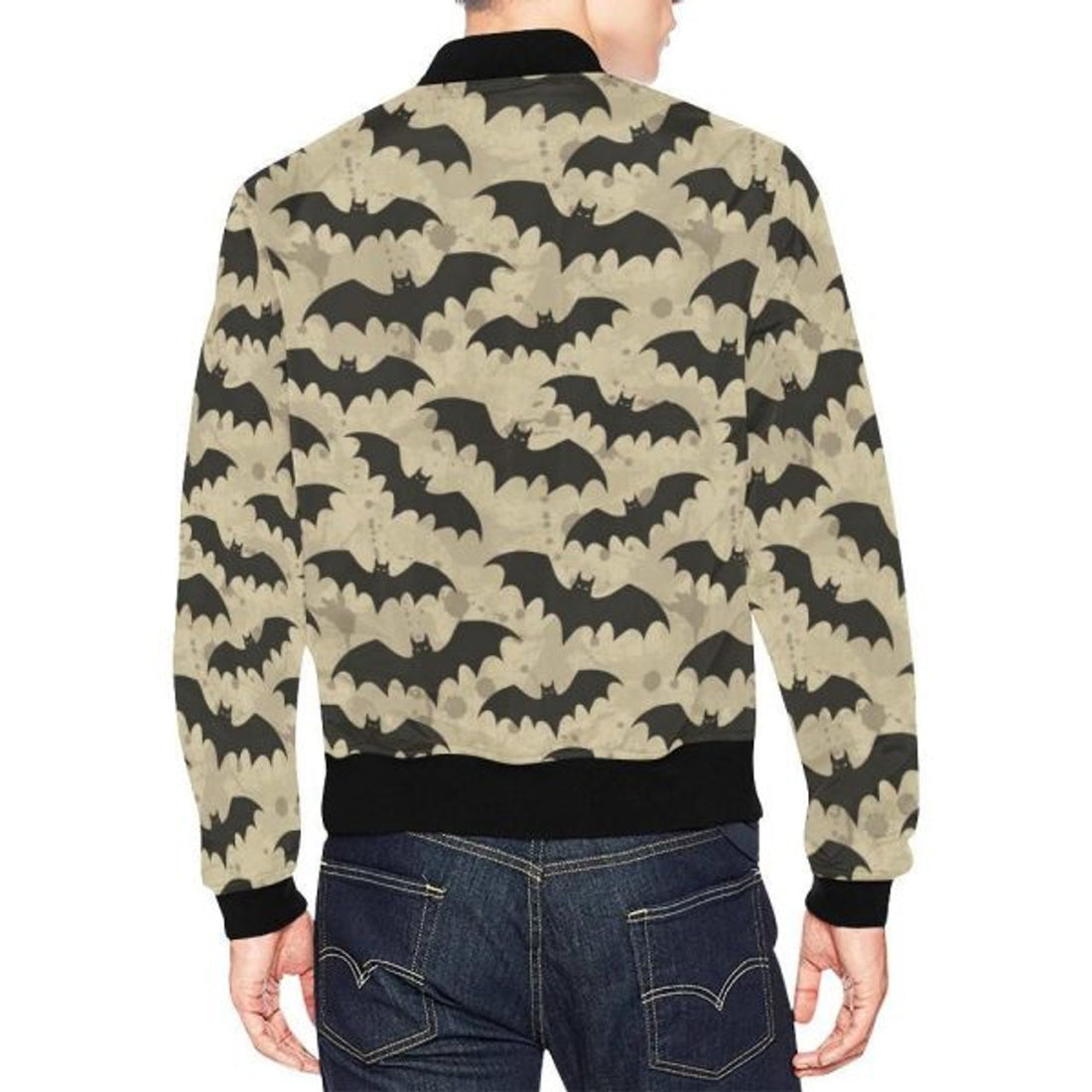 FUNSTUFFPRINT Halloween Bat Pattern Print Men's 3D Bomber Jacket