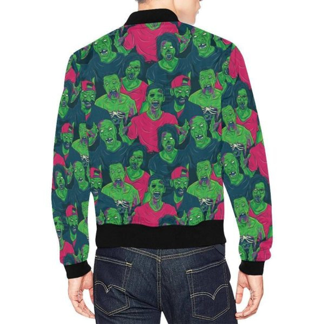 FUNSTUFFPRINT Halloween Zombie Pattern Print Men's 3D Bomber Jacket
