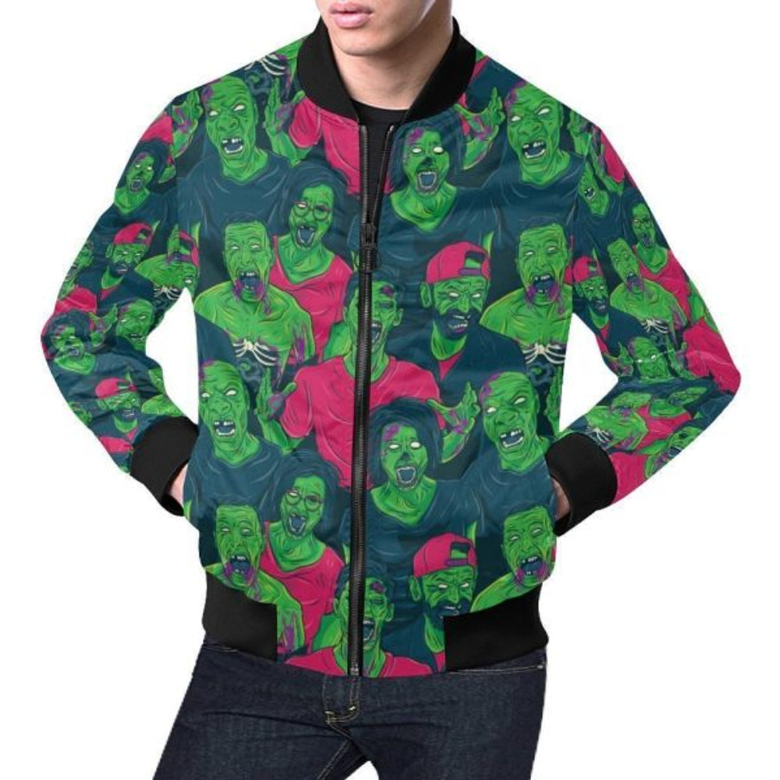 FUNSTUFFPRINT Halloween Zombie Pattern Print Men's 3D Bomber Jacket