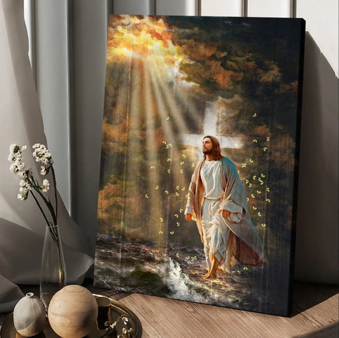 Halo Painting Jesus Walking On Water Canvas Posters - Christian Wall Posters - Religious Wall Decor