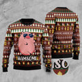 FUNSTUFFPRINT Hamsome Cute Pig Ugly Christmas Sweater, Christmas Sweater, Ugly Sweater, Funny Xmas Sweaters Ugly Sweater