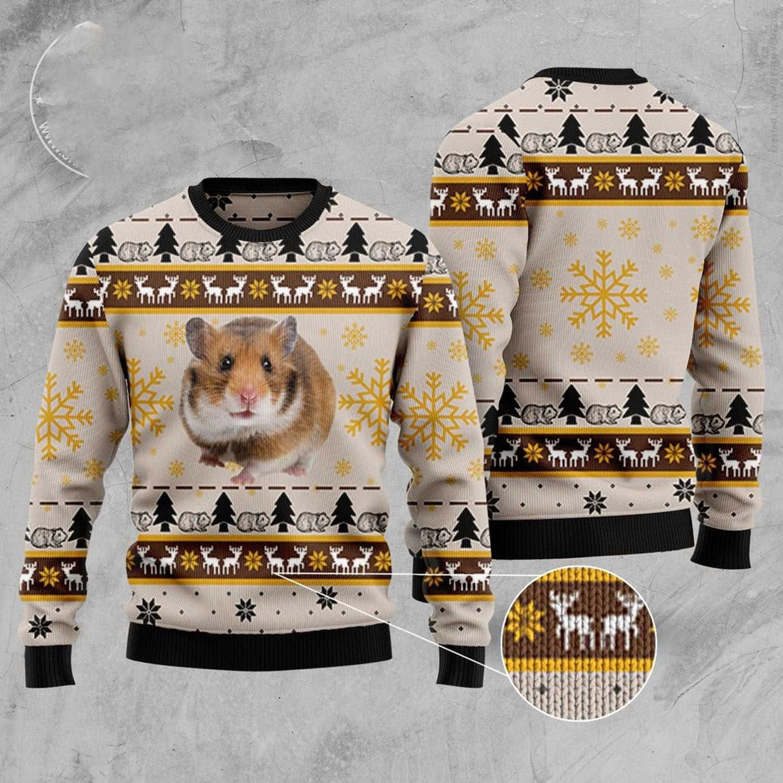 FUNSTUFFPRINT Hamster Cute Ugly Christmas Sweater, Christmas Sweater, Ugly Sweater, Funny Xmas Sweaters Ugly Sweater