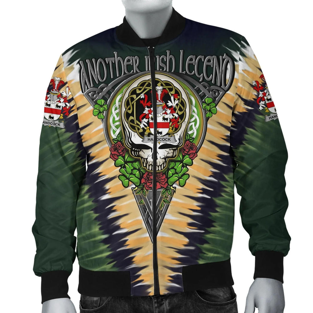 FUNSTUFFPRINT Hand or McClave Ireland Bomber Jacket - GD Irish Legend Shamrock V Tie-Dye 3D Bomber Jacket