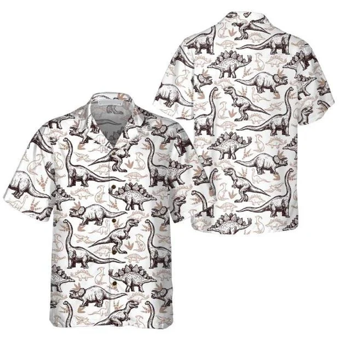 Hand Drawn Dinosaurs Footprints Seamless Pattern Hawaiian Shirt