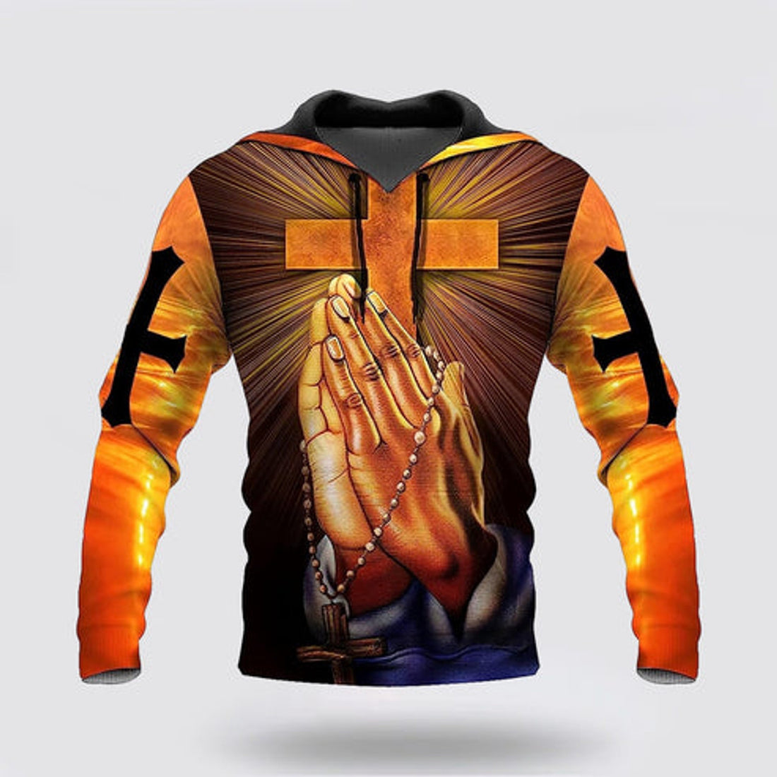 FUNSTUFFPRINT 3D Hand Pray Cross I Can Do All Things Through Christ 3D Hoodie and Zip Hoodie
