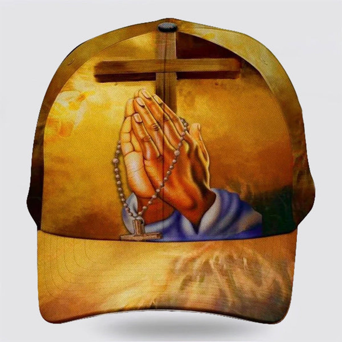 FUNSTUFFPRINT Hand Of God Pray Cross Baseball Cap - Christian Hats for Men and Women