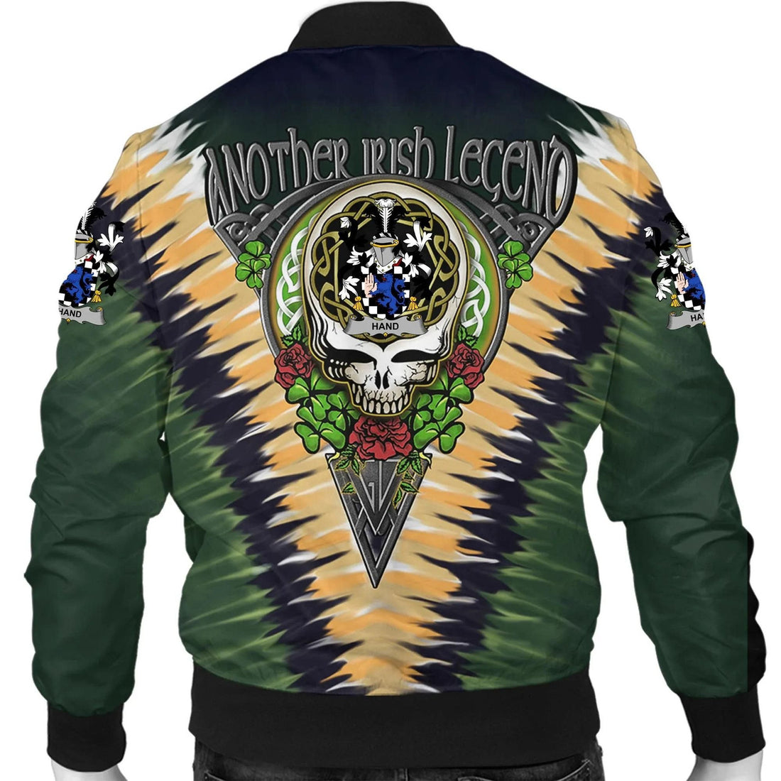 FUNSTUFFPRINT Handcock Ireland Bomber Jacket - GD Irish Legend Shamrock V Tie-Dye 3D Bomber Jacket