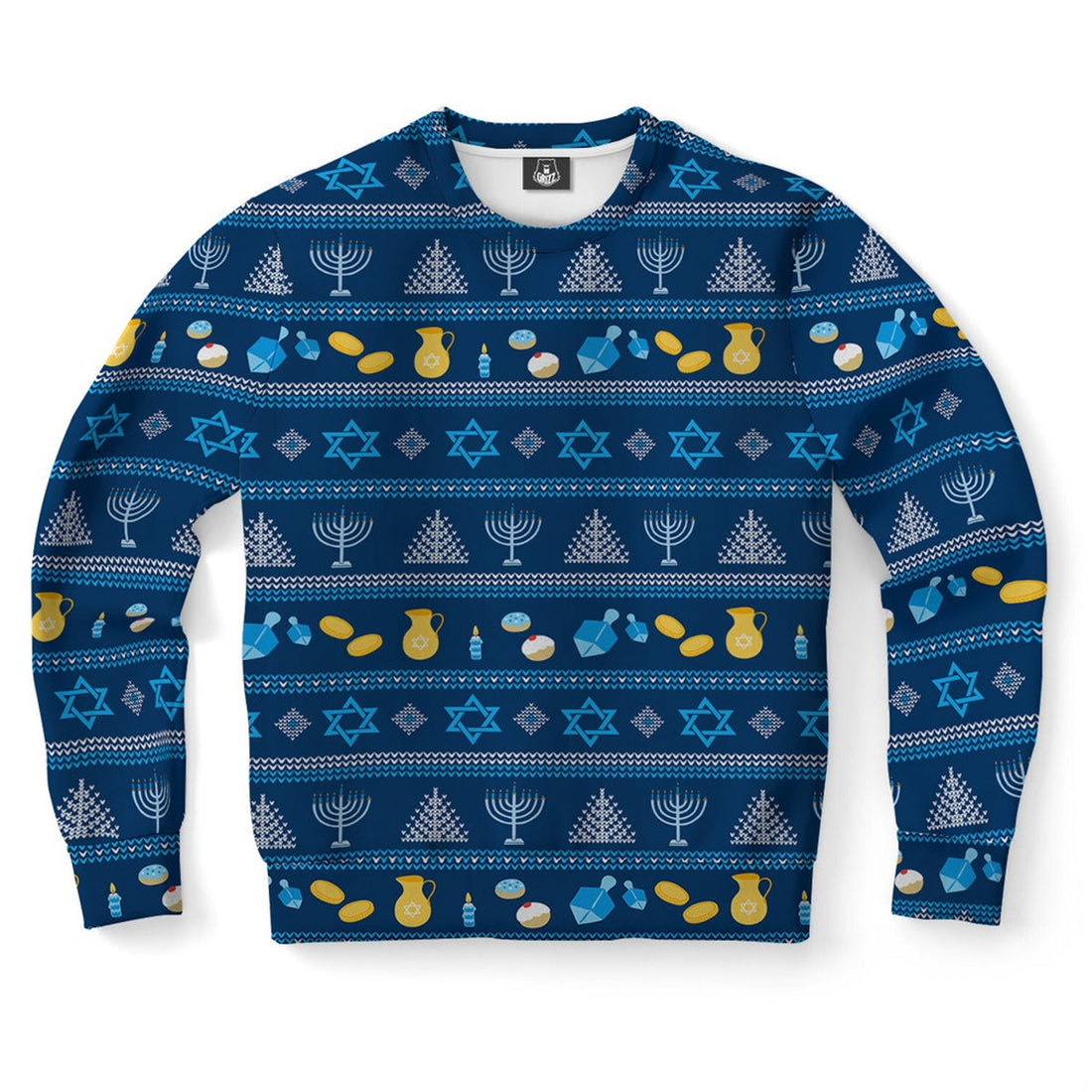 FUNSTUFFPRINT Hanukkah Pattern Ugly Christmas Sweater, Christmas Sweater, Ugly Sweater, Funny Xmas Sweaters Ugly Sweater