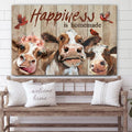 Happiness Is Homemade Cow Canvas Wall Art - Christian Canvas Wall Decor - Bible Verse Wall Art Canvas - Farmer Gift
