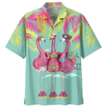 Happy Flamingo Ornamental Design Hawaiian Shirt