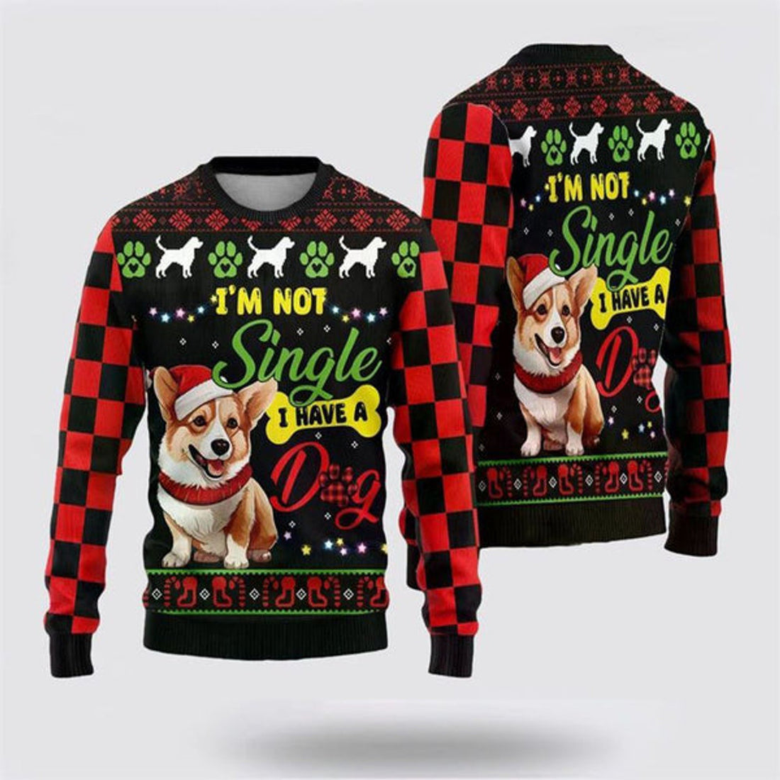 FUNSTUFFPRINT Happy Corgi Dog Ugly Christmas Sweater For Men And Women, Gift For Christmas, Best Winter Christmas Outfit Ugly Sweater