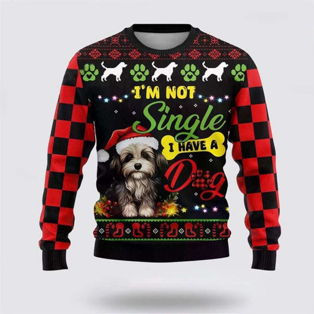 FUNSTUFFPRINT Happy Havanese Dog Ugly Christmas Sweater For Men And Women, Gift For Christmas, Best Winter Christmas Outfit Ugly Sweater