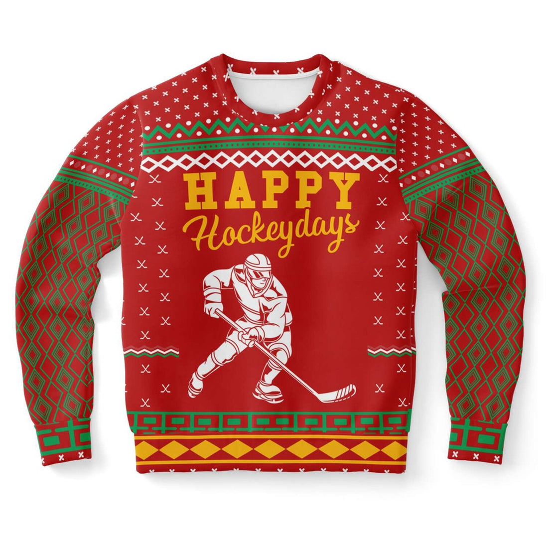 FUNSTUFFPRINT Happy Hockeydays Ugly Christmas Sweater, Christmas Sweater, Ugly Sweater, Funny Xmas Sweaters Ugly Sweater
