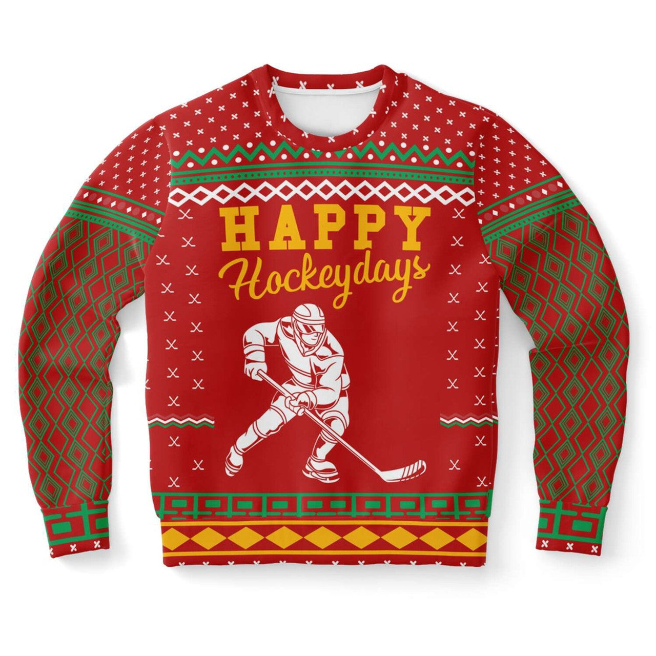 FUNSTUFFPRINT Happy Hockeydays Ugly Christmas Sweater, Christmas Sweater, Ugly Sweater, Funny Xmas Sweaters Ugly Sweater