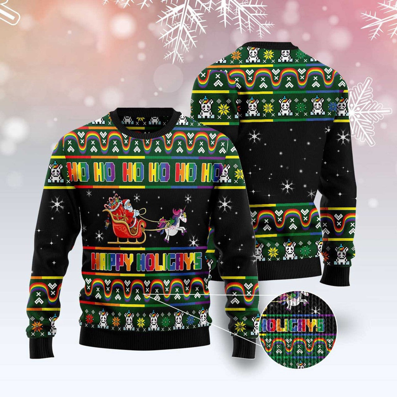 FUNSTUFFPRINT Happy Holigays Ugly Christmas Sweater, Christmas Sweater, Ugly Sweater, Funny Xmas Sweaters Ugly Sweater