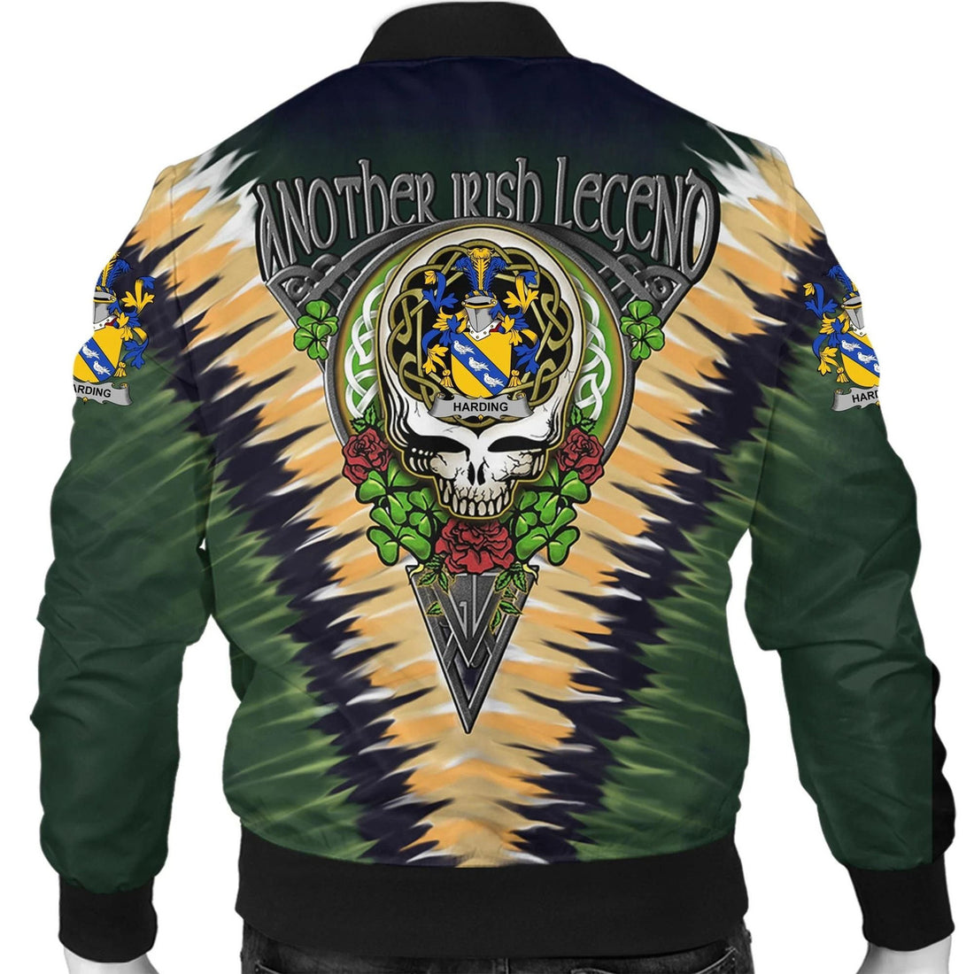 FUNSTUFFPRINT Harding Ireland Bomber Jacket - GD Irish Legend Shamrock V Tie-Dye 3D Bomber Jacket