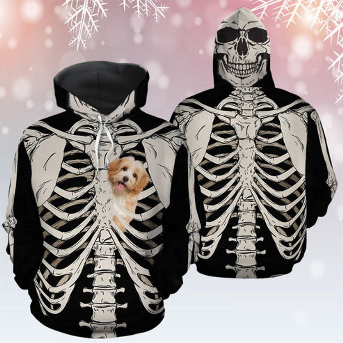 FUNSTUFFPRINT 3D Havanese Skeleton All Over 3D Hoodie and Zip Hoodie