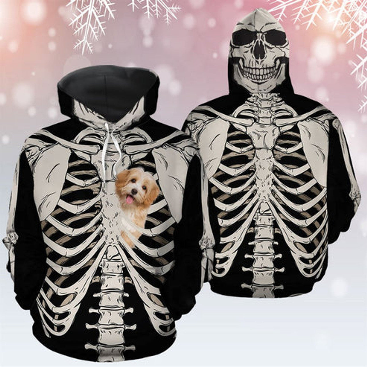 FUNSTUFFPRINT 3D Havanese Skeleton All Over 3D Hoodie and Zip Hoodie