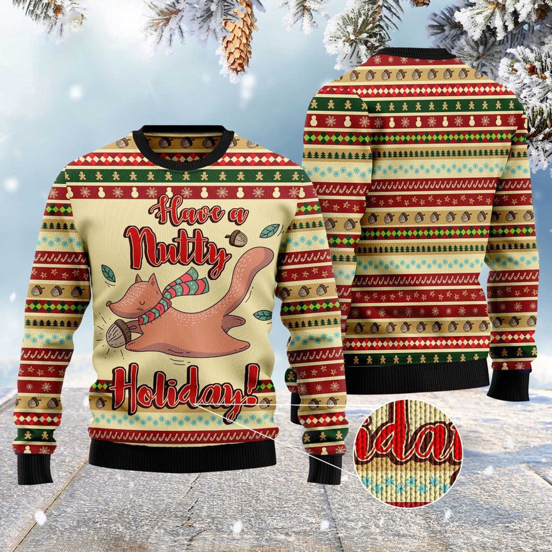 FUNSTUFFPRINT Have A Nutty Holiday Ugly Christmas Sweater, Christmas Sweater, Ugly Sweater, Funny Xmas Sweaters Ugly Sweater