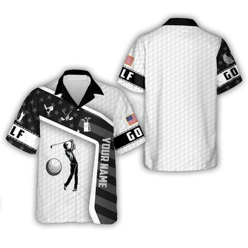 Customized Name Golf Hawaiian Shirt, Golf White Shirt Personalized Name Golf Hawaiian Shirt